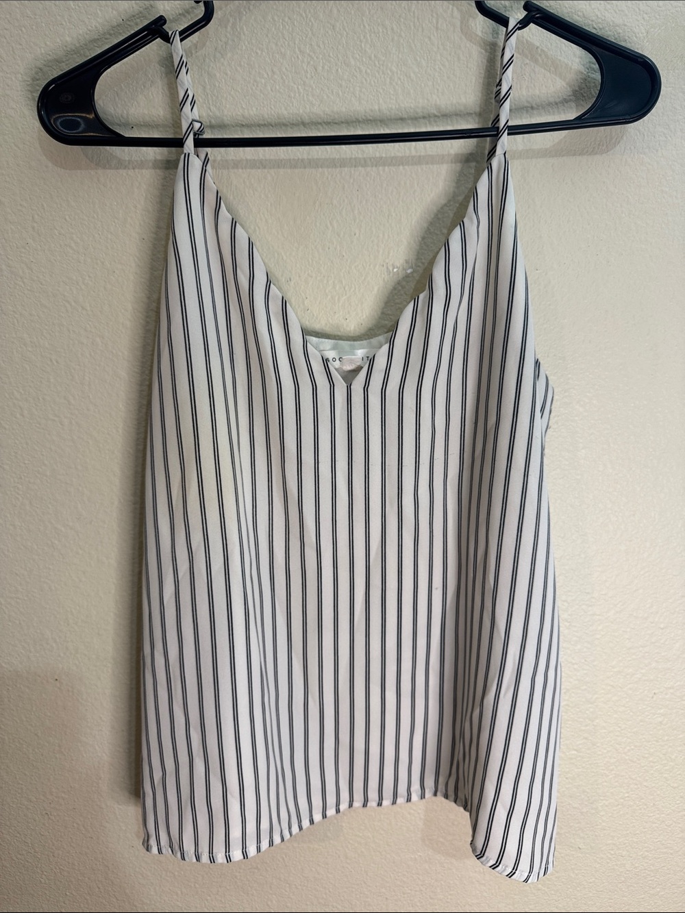 Socialite White V-Neck Spaghetti Strap Striped Camisole